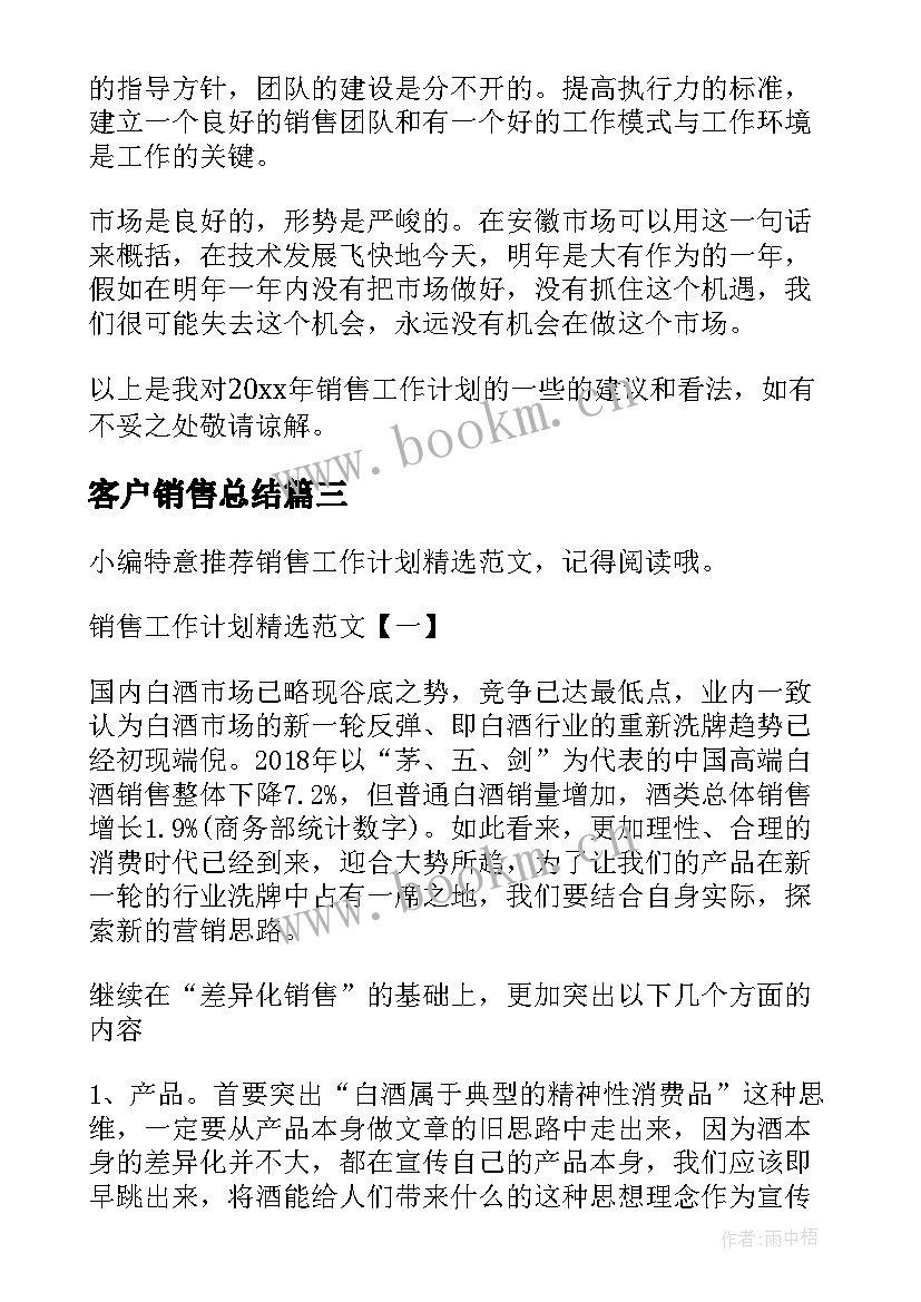 2023年客户销售总结(汇总8篇)