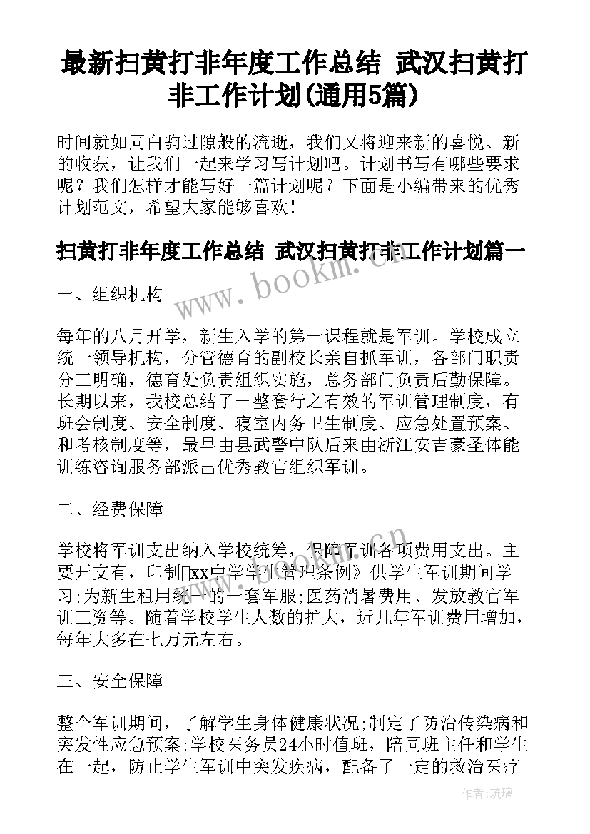 最新扫黄打非年度工作总结 武汉扫黄打非工作计划(通用5篇)