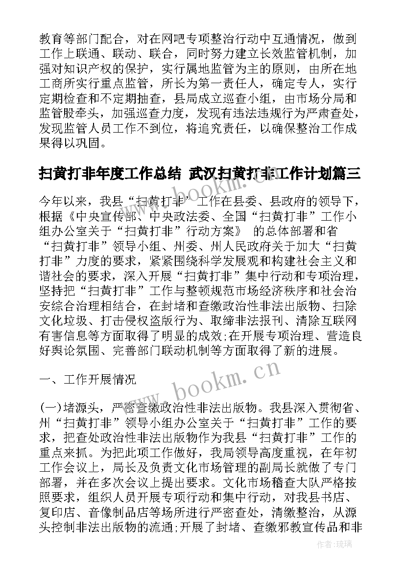 最新扫黄打非年度工作总结 武汉扫黄打非工作计划(通用5篇)