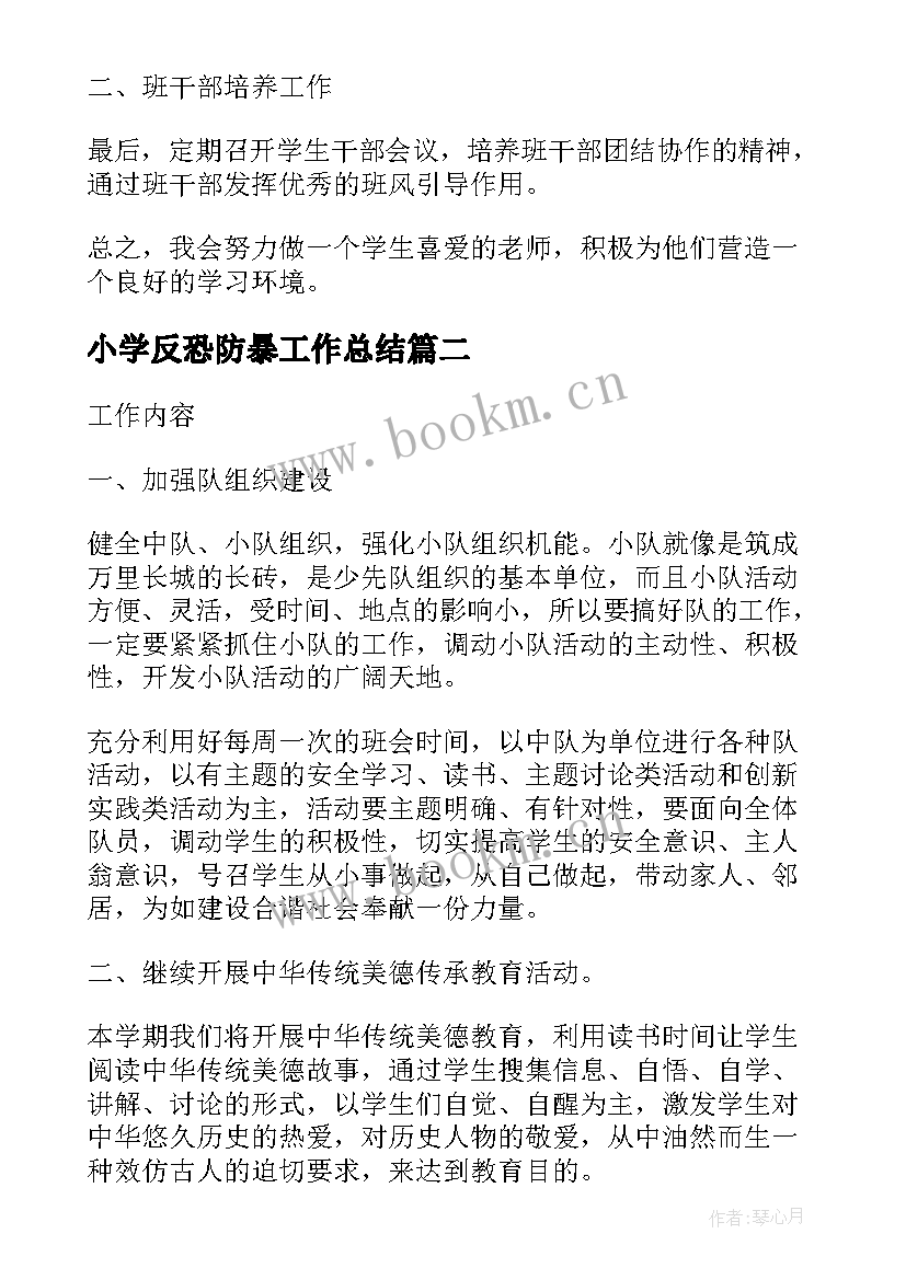 小学反恐防暴工作总结(精选5篇)