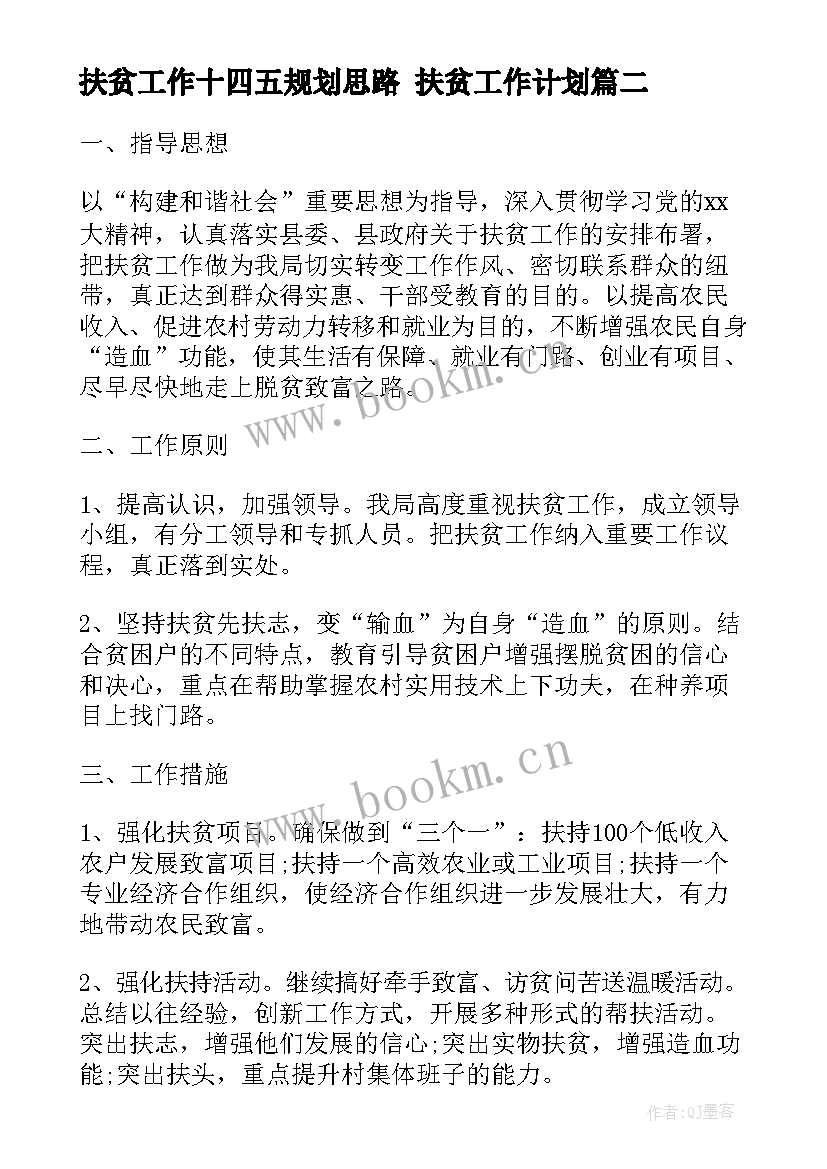 最新扶贫工作十四五规划思路 扶贫工作计划(优秀6篇)