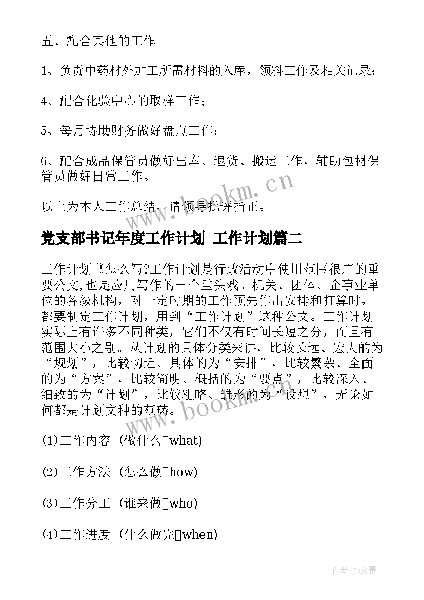 最新党支部书记年度工作计划 工作计划(模板9篇)