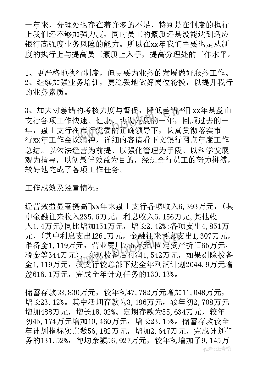 最新银行网点行长工作总结(优质6篇)