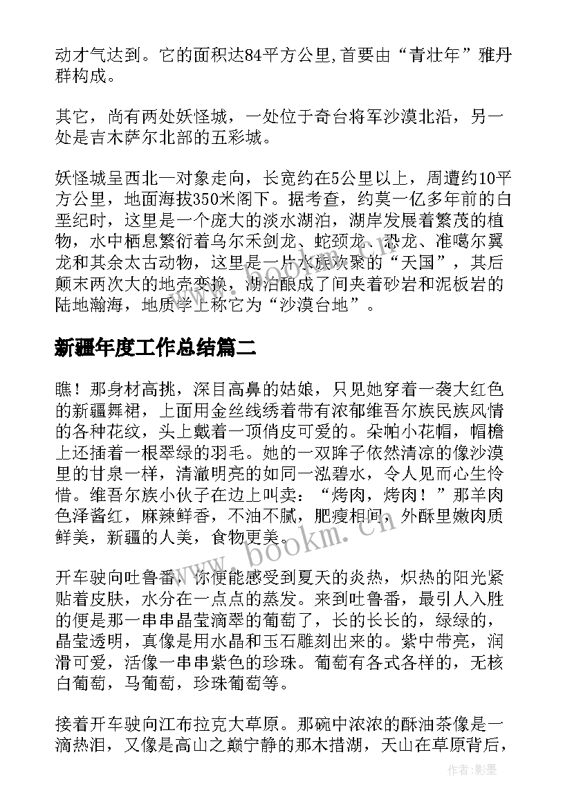 最新新疆年度工作总结(优秀8篇)