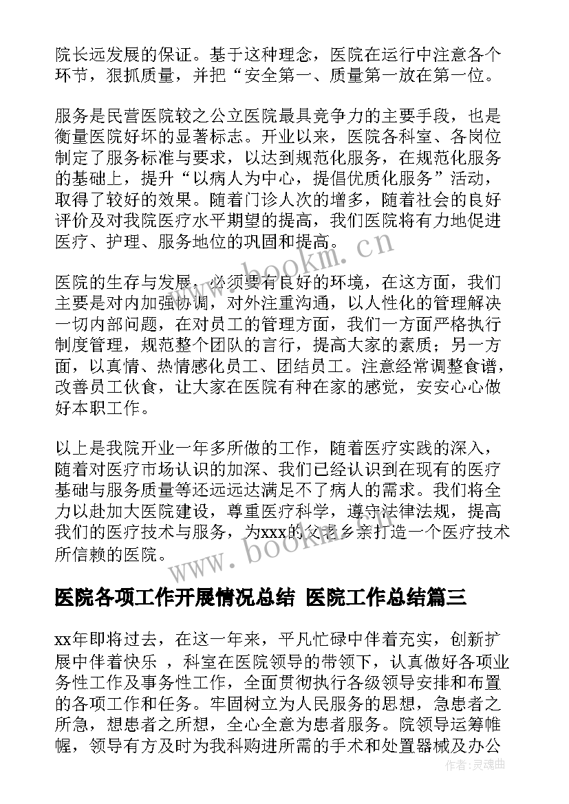 2023年医院各项工作开展情况总结 医院工作总结(模板6篇)