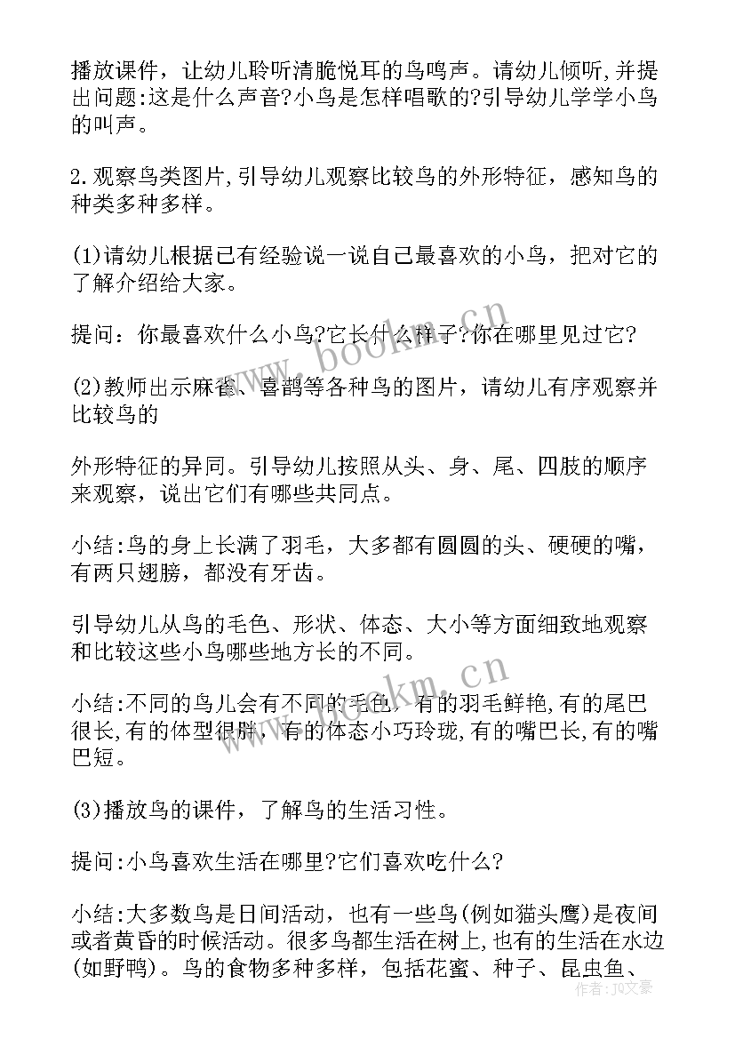 最新各种工作总结 各种鸟教案(汇总8篇)