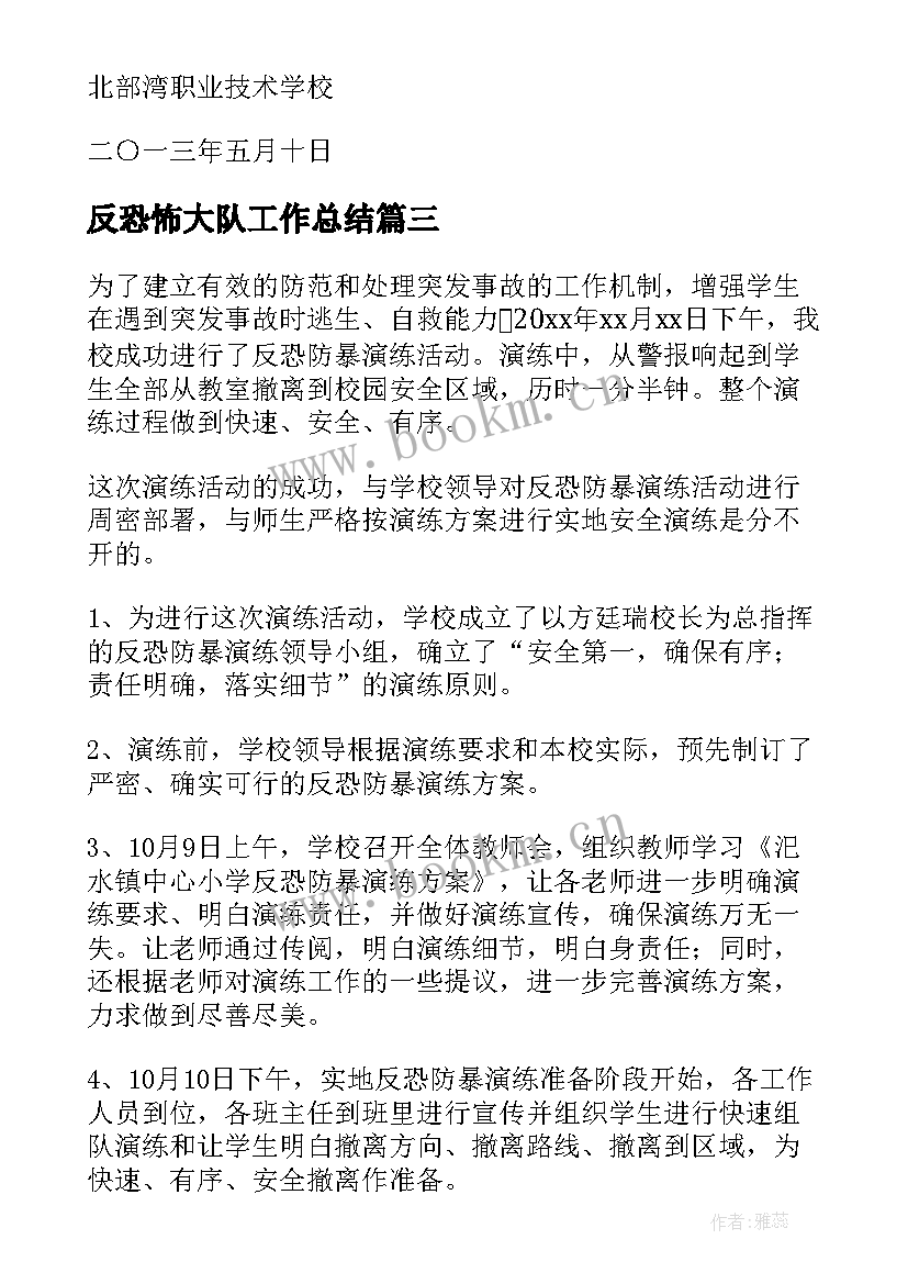 反恐怖大队工作总结(精选6篇)