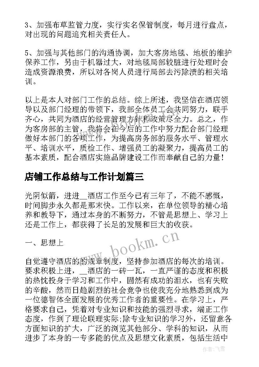 最新店铺工作总结与工作计划(大全8篇)