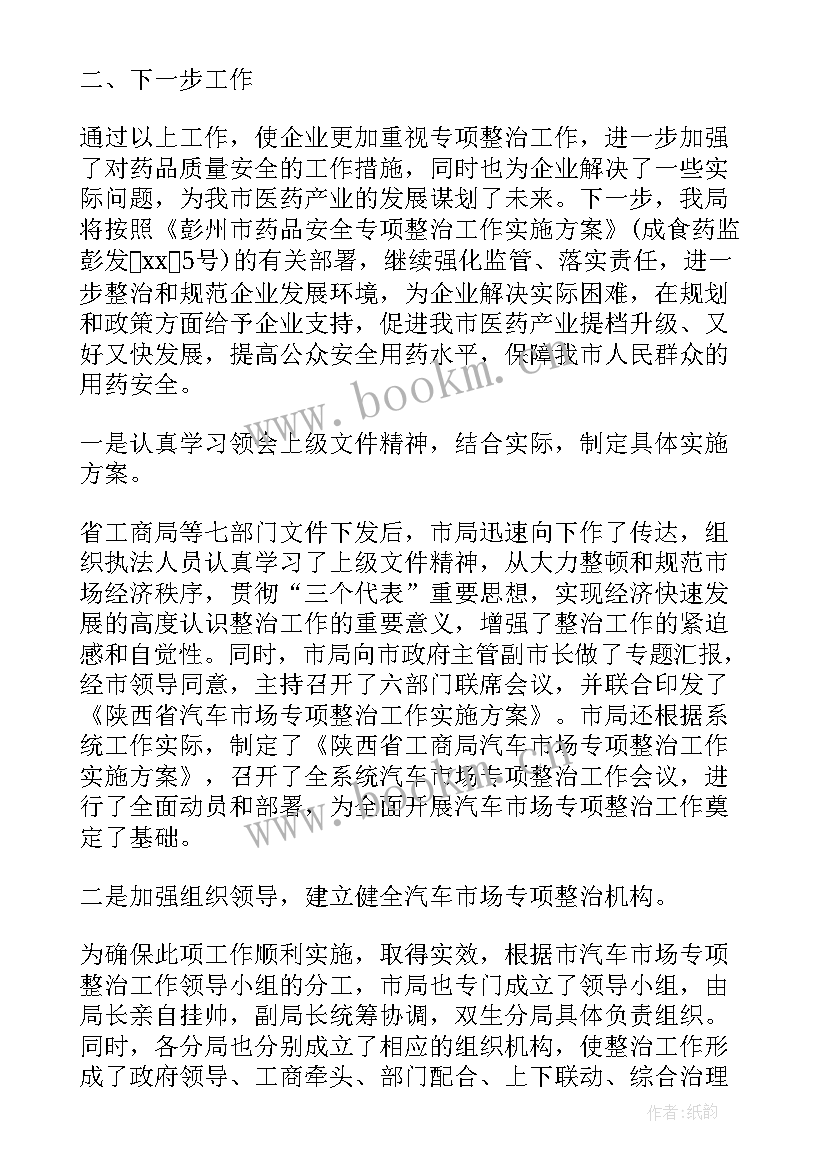 最新专项工作表彰方案 专项治理工作总结(通用5篇)