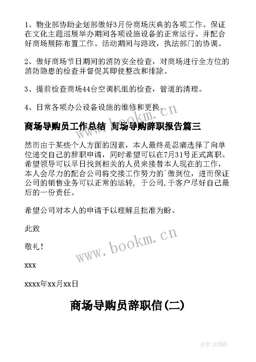 2023年商场导购员工作总结 商场导购辞职报告(通用9篇)