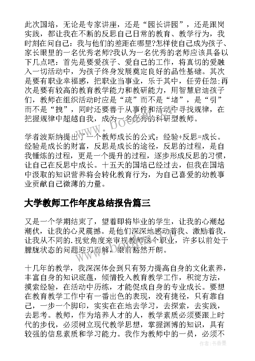 大学教师工作年度总结报告(精选6篇)