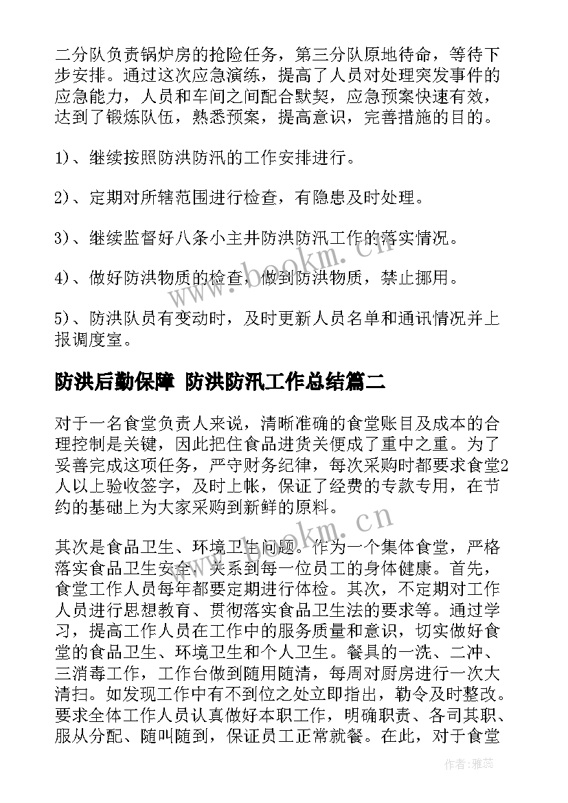 最新防洪后勤保障 防洪防汛工作总结(大全8篇)