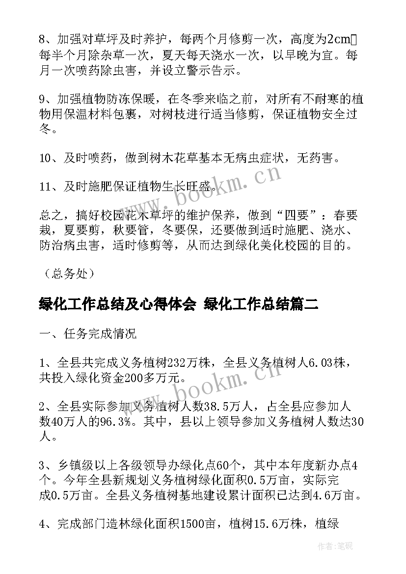 2023年绿化工作总结及心得体会 绿化工作总结(实用8篇)