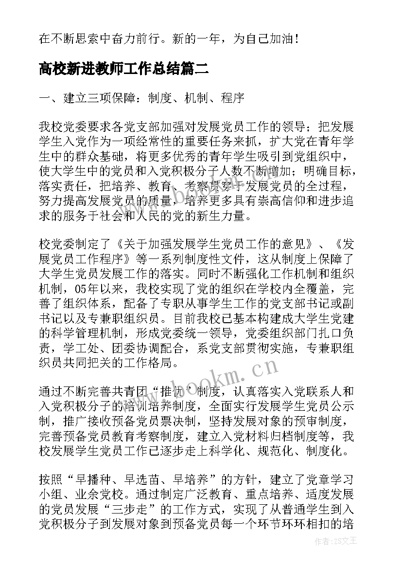 最新高校新进教师工作总结(汇总5篇)