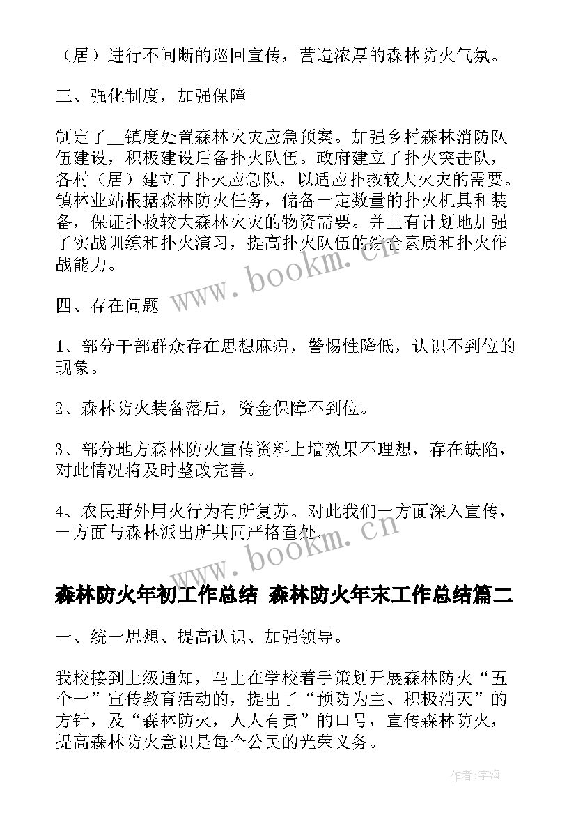 最新森林防火年初工作总结 森林防火年末工作总结(优质5篇)