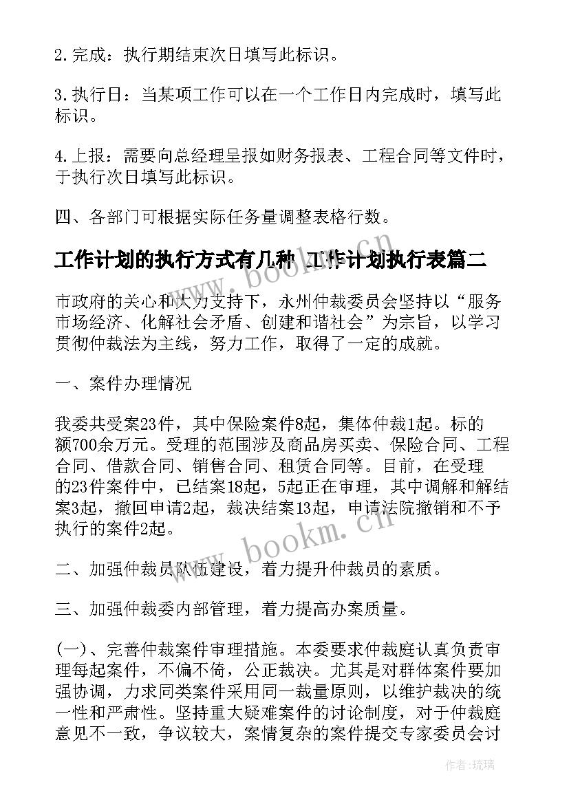 工作计划的执行方式有几种 工作计划执行表(实用7篇)