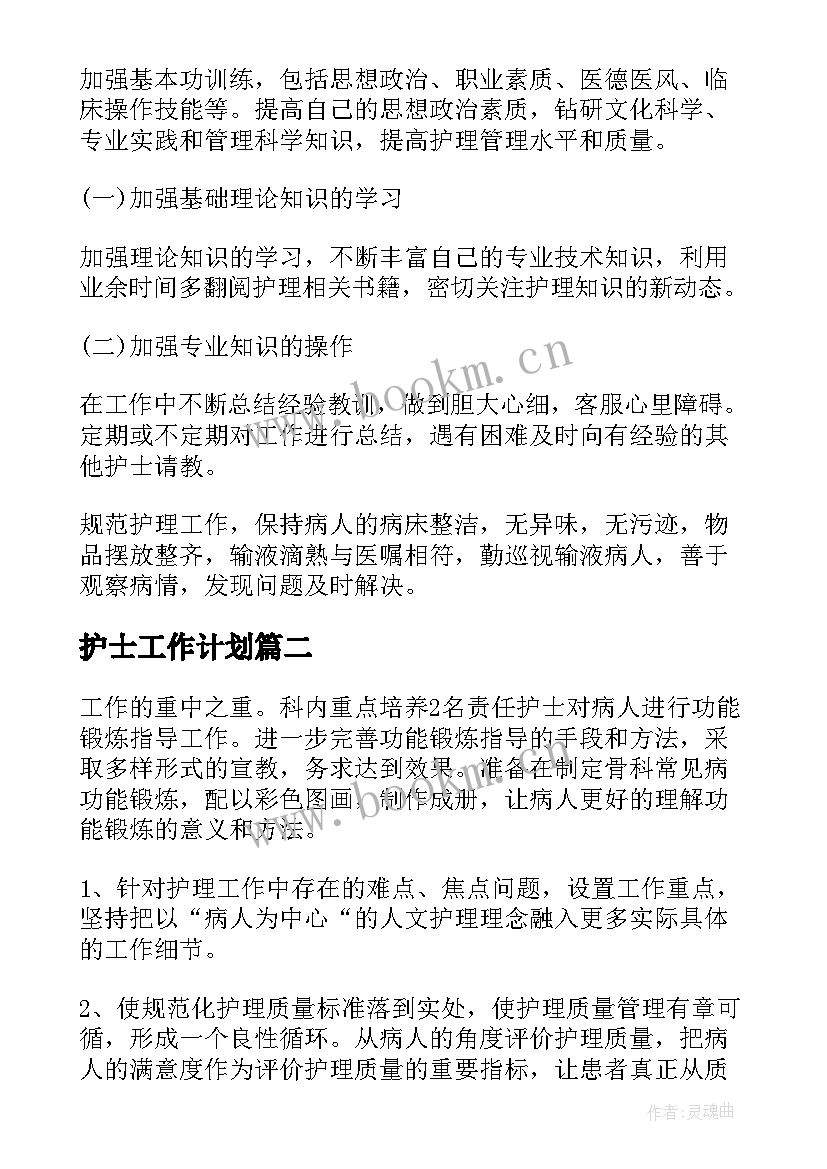 最新护士工作计划(优质6篇)