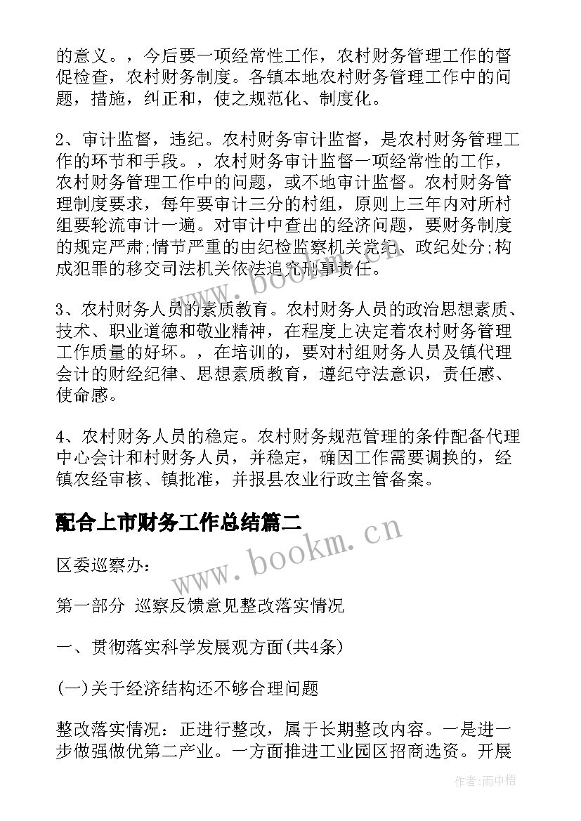 2023年配合上市财务工作总结(优质5篇)