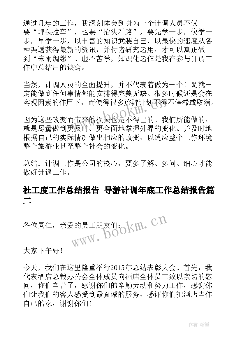 最新社工度工作总结报告 导游计调年底工作总结报告(模板9篇)