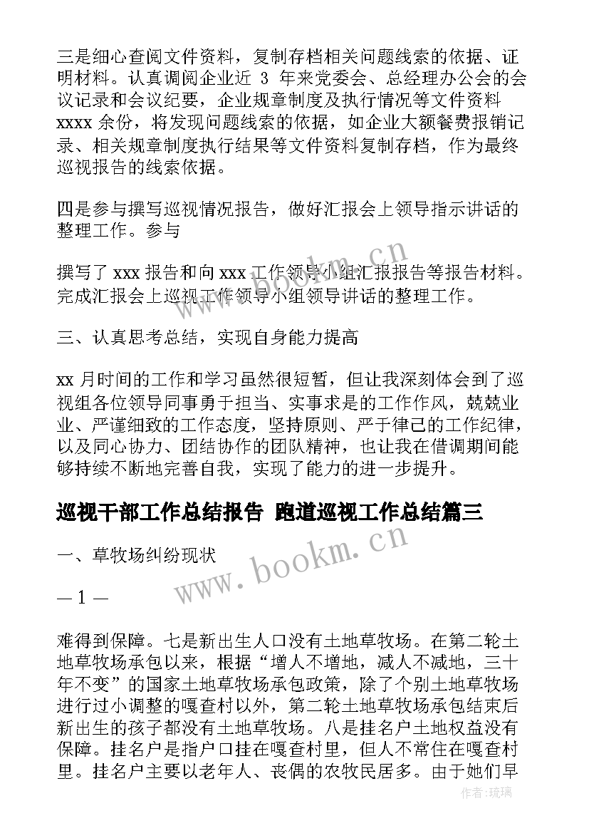 巡视干部工作总结报告 跑道巡视工作总结(优质7篇)