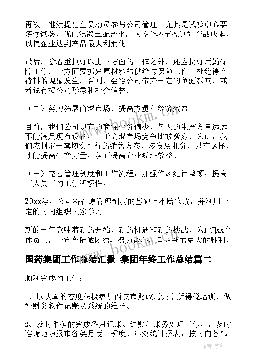 国药集团工作总结汇报 集团年终工作总结(实用10篇)