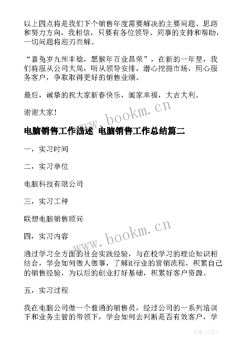 最新电脑销售工作描述 电脑销售工作总结(模板7篇)