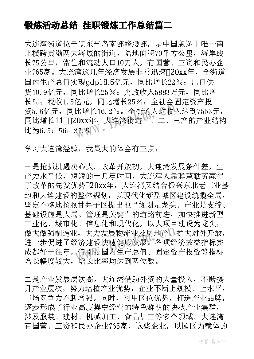 2023年锻炼活动总结 挂职锻炼工作总结(通用5篇)