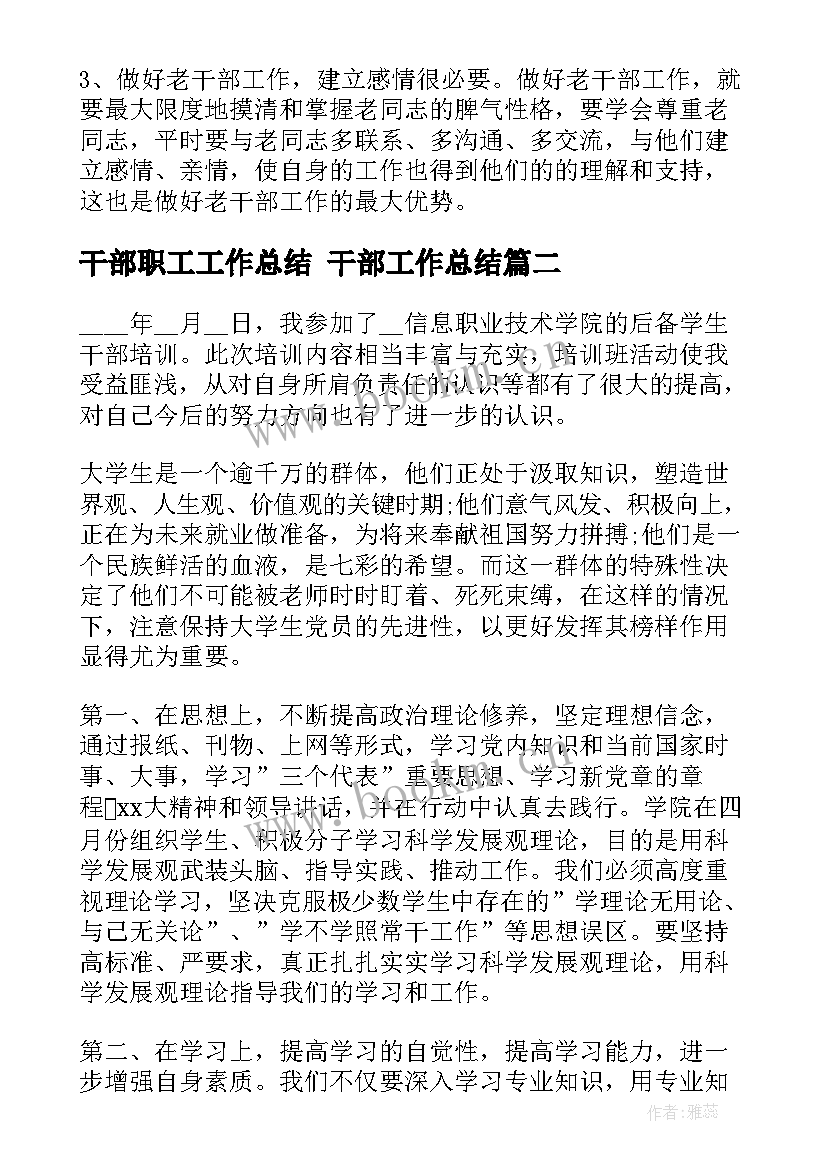 2023年干部职工工作总结 干部工作总结(模板9篇)