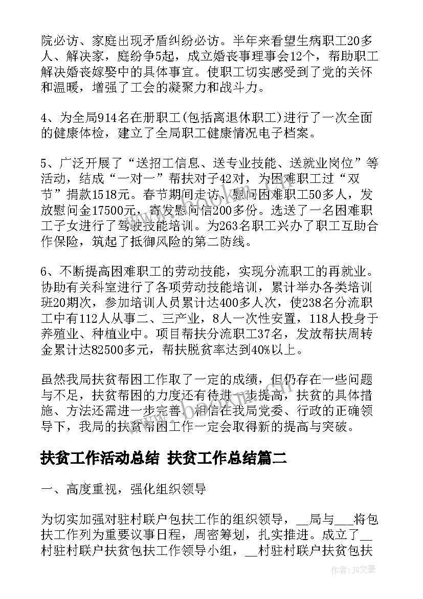 2023年扶贫工作活动总结 扶贫工作总结(实用8篇)