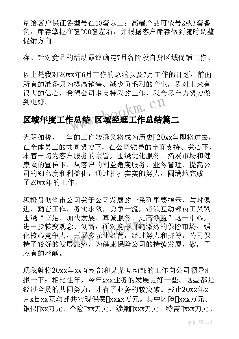 2023年区域年度工作总结 区域经理工作总结(模板5篇)