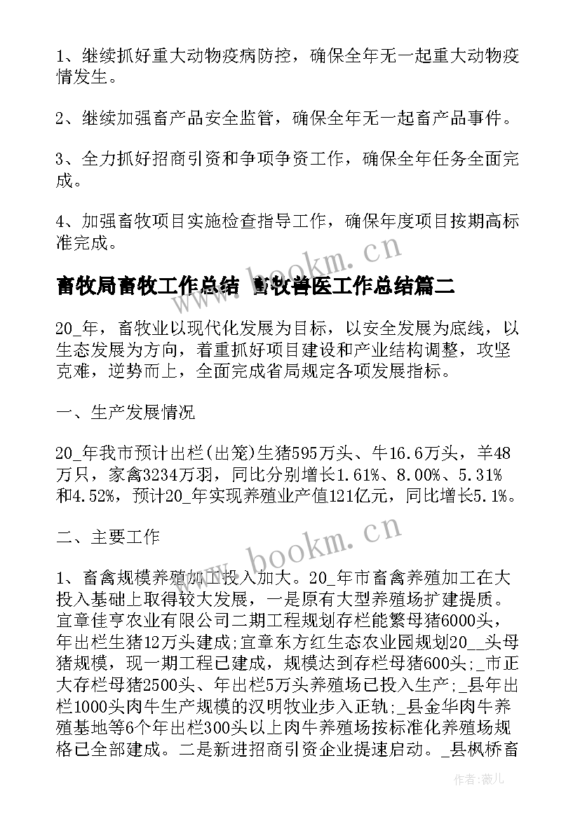 2023年畜牧局畜牧工作总结 畜牧兽医工作总结(模板10篇)