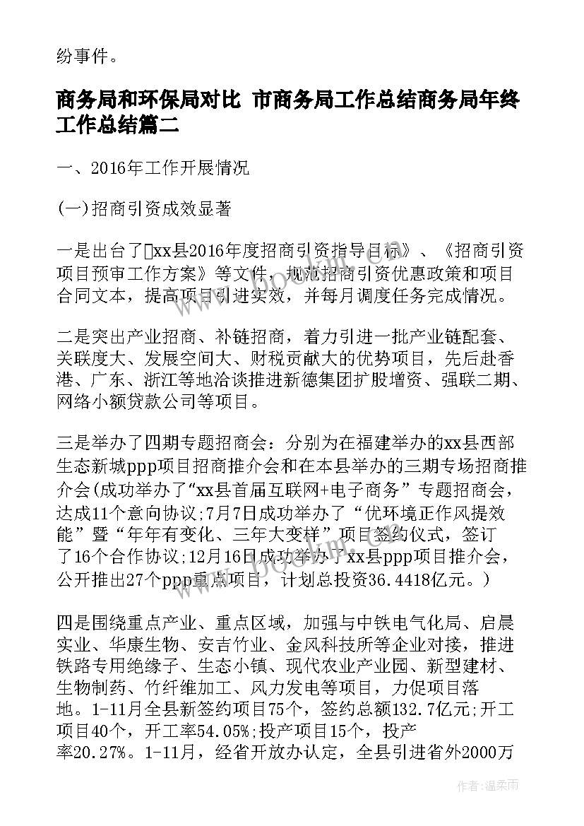 商务局和环保局对比 市商务局工作总结商务局年终工作总结(大全10篇)