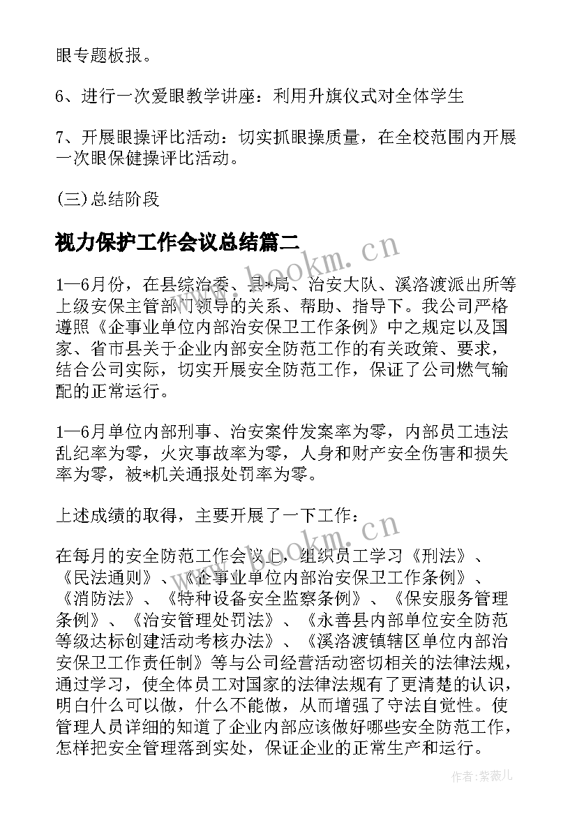 最新视力保护工作会议总结(大全8篇)