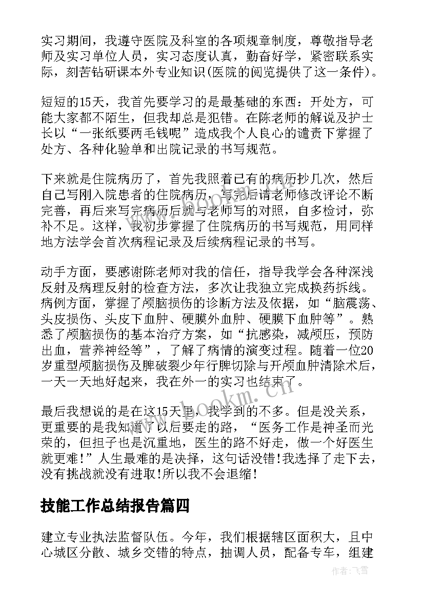 2023年技能工作总结报告(优秀10篇)