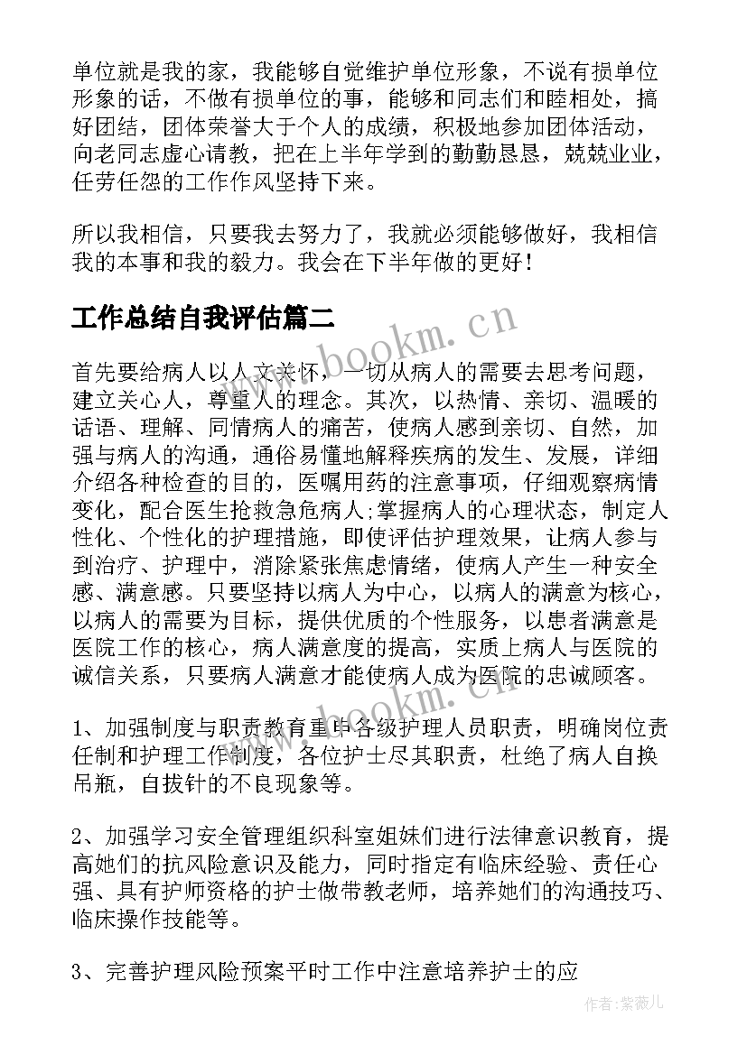 工作总结自我评估(汇总6篇)