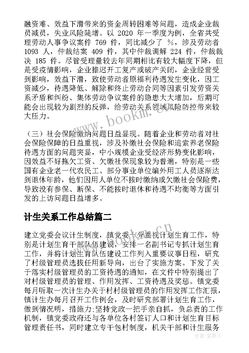 2023年计生关系工作总结(汇总7篇)