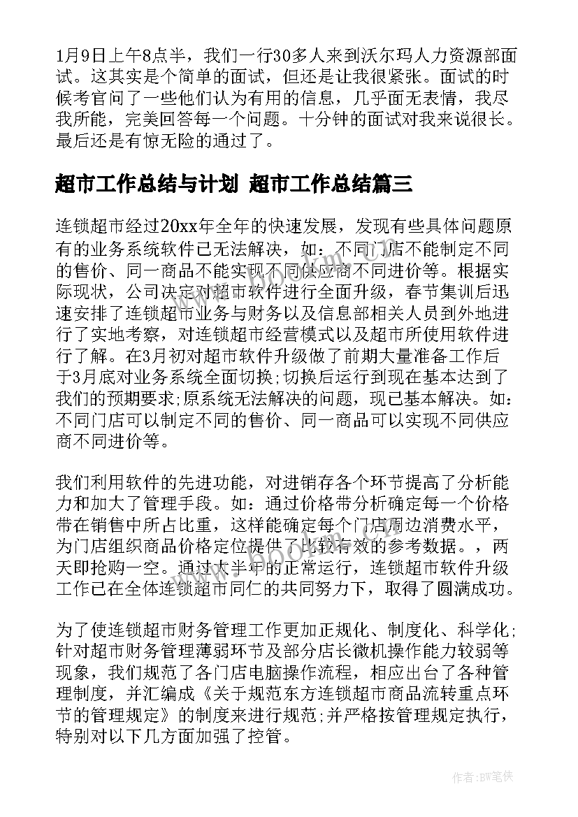 2023年超市工作总结与计划 超市工作总结(大全9篇)