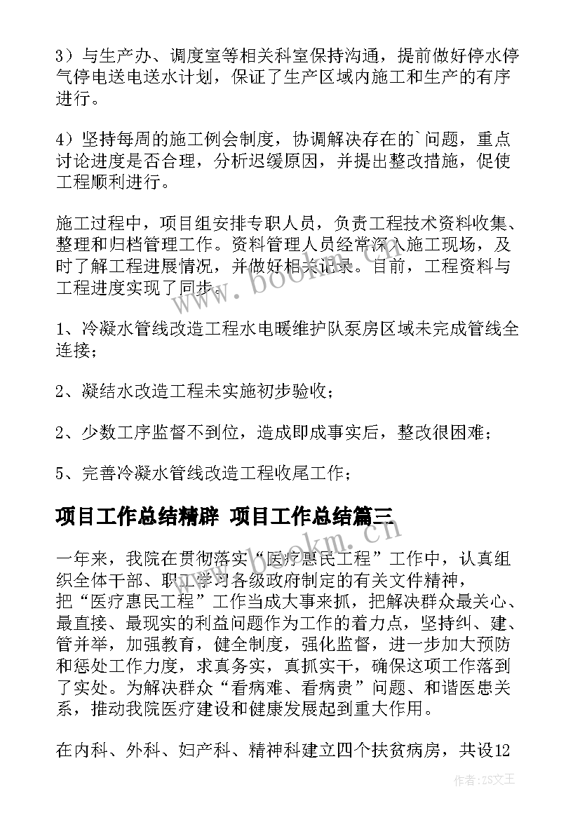 2023年项目工作总结精辟 项目工作总结(大全10篇)