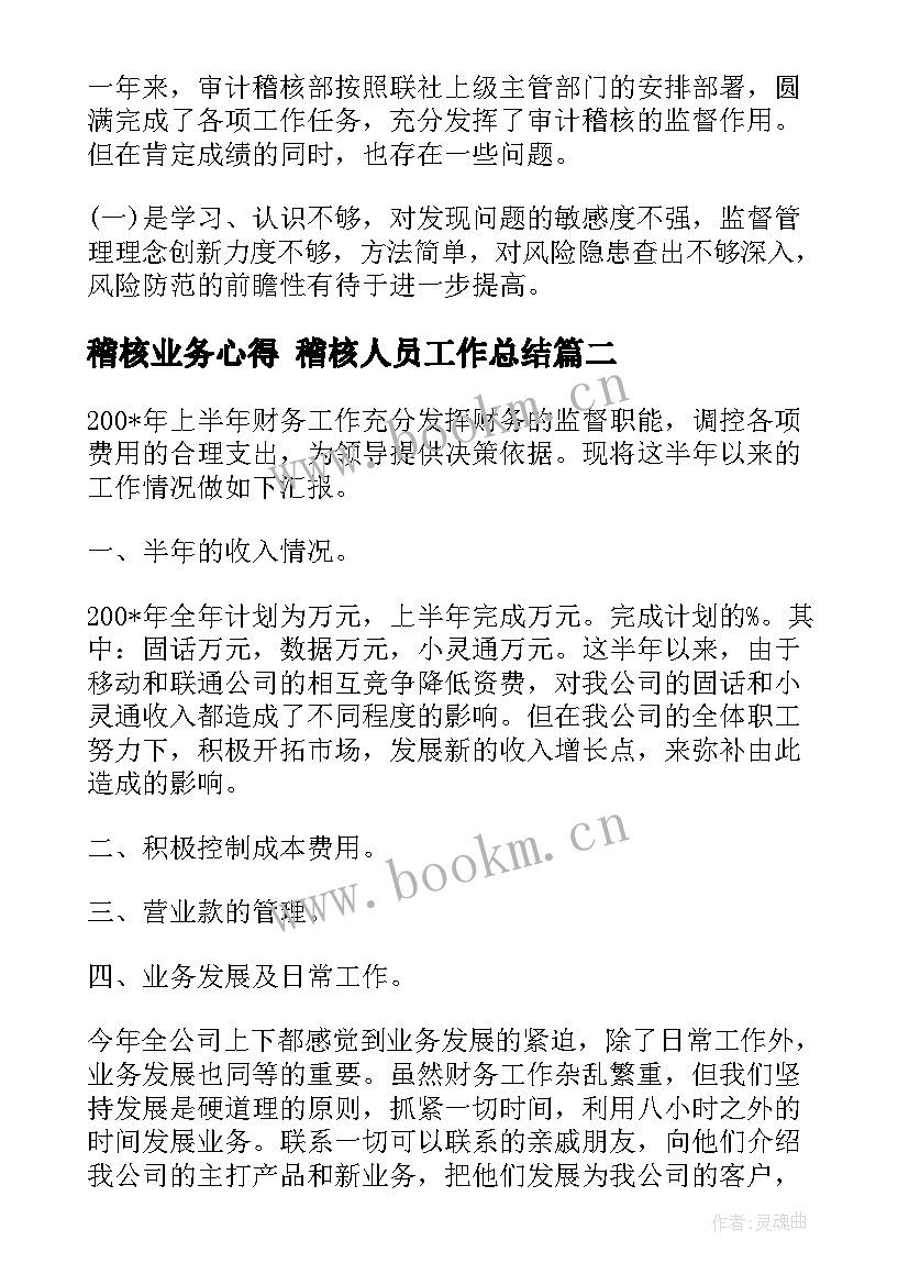 稽核业务心得 稽核人员工作总结(大全9篇)