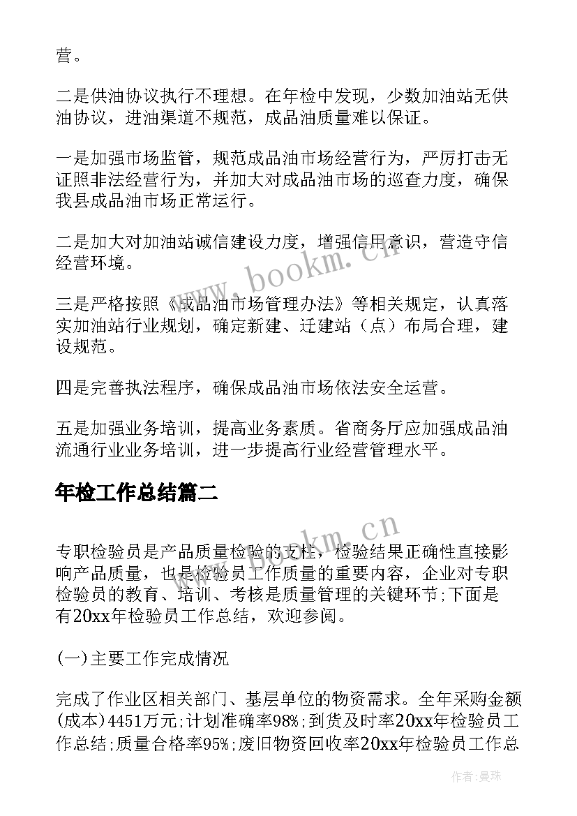 2023年年检工作总结(精选5篇)