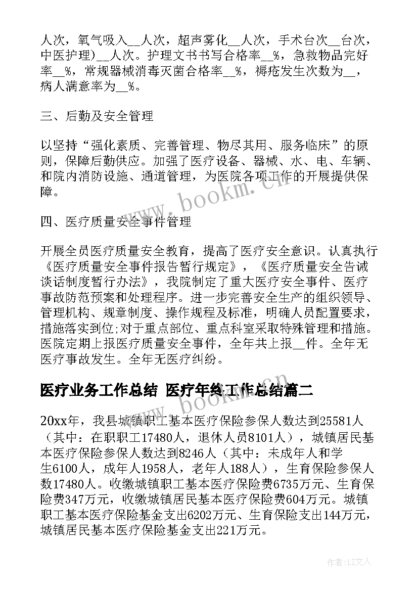 最新医疗业务工作总结 医疗年终工作总结(通用10篇)