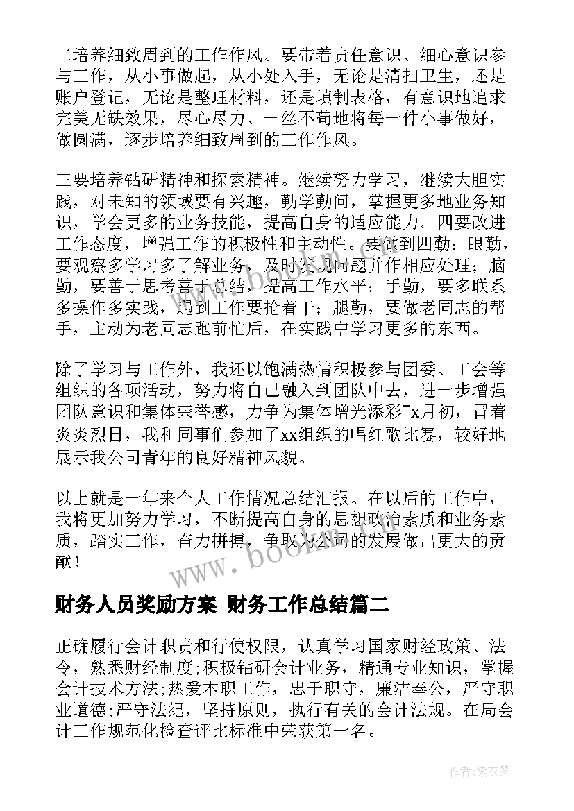 2023年财务人员奖励方案 财务工作总结(实用10篇)