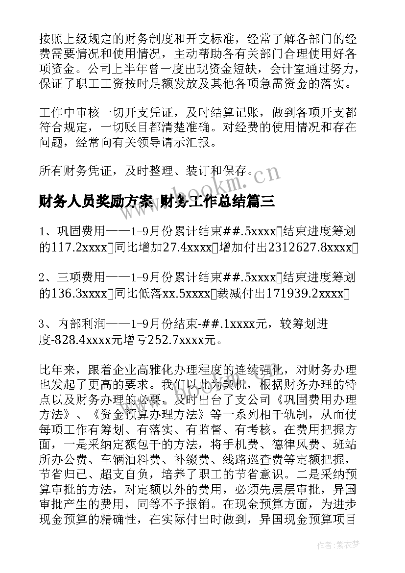 2023年财务人员奖励方案 财务工作总结(实用10篇)