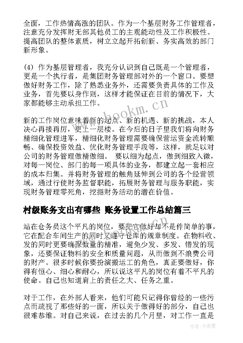 最新村级账务支出有哪些 账务设置工作总结(模板5篇)