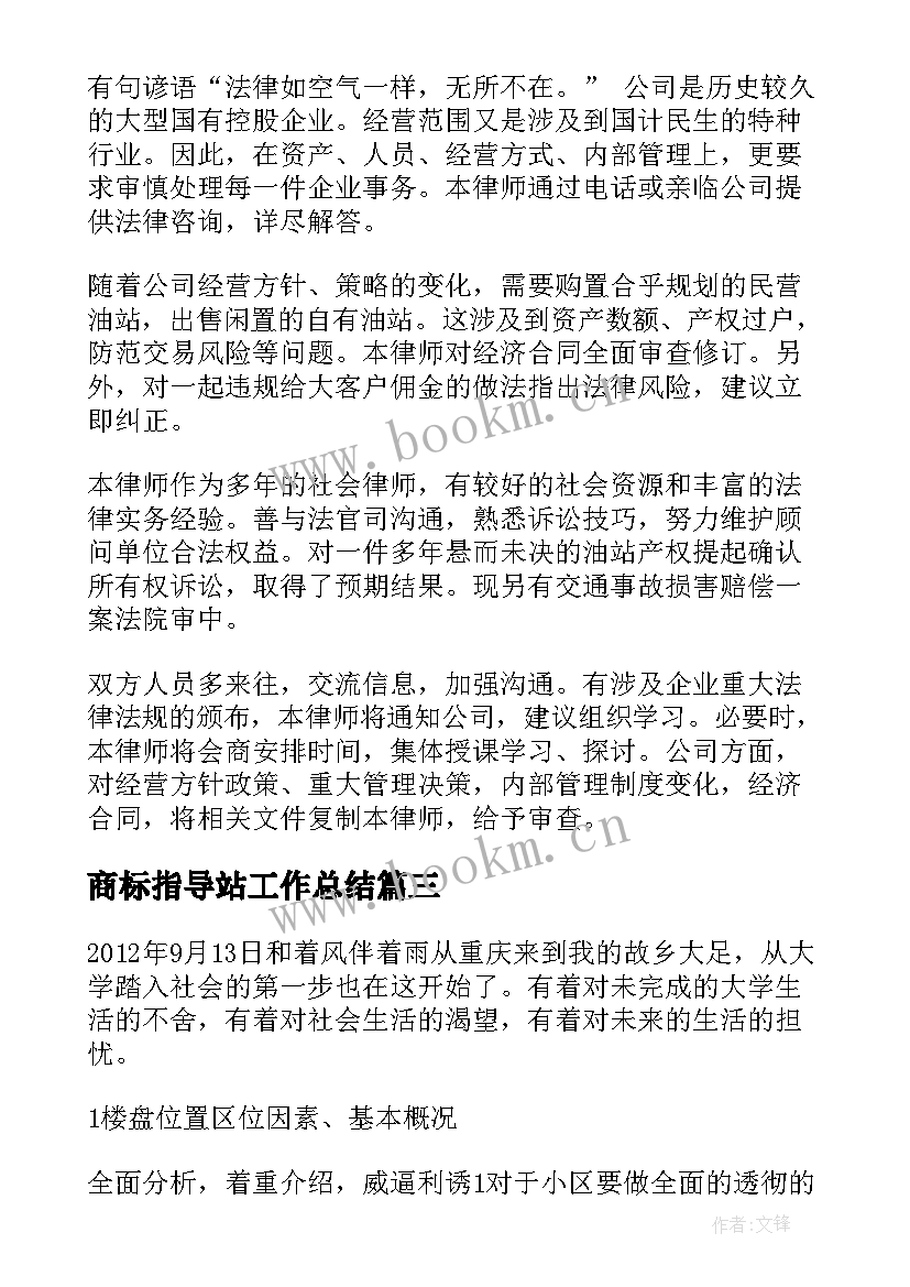 最新商标指导站工作总结(大全7篇)