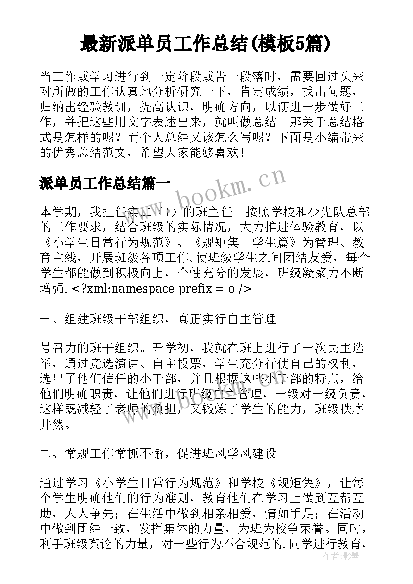 最新派单员工作总结(模板5篇)