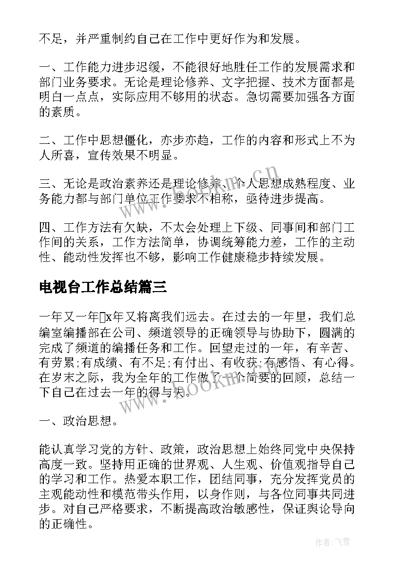 电视台工作总结(精选5篇)