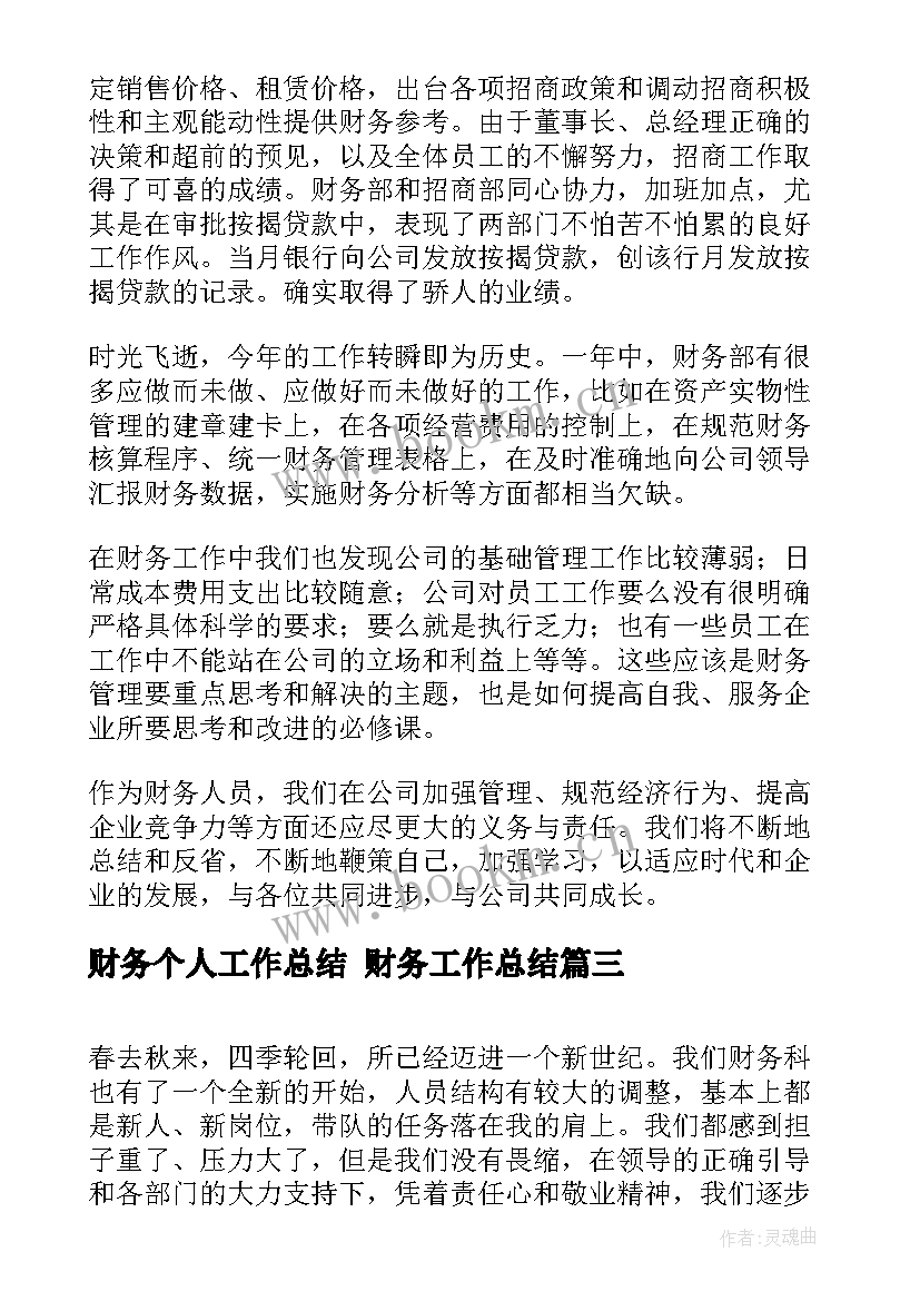 2023年财务个人工作总结 财务工作总结(模板7篇)