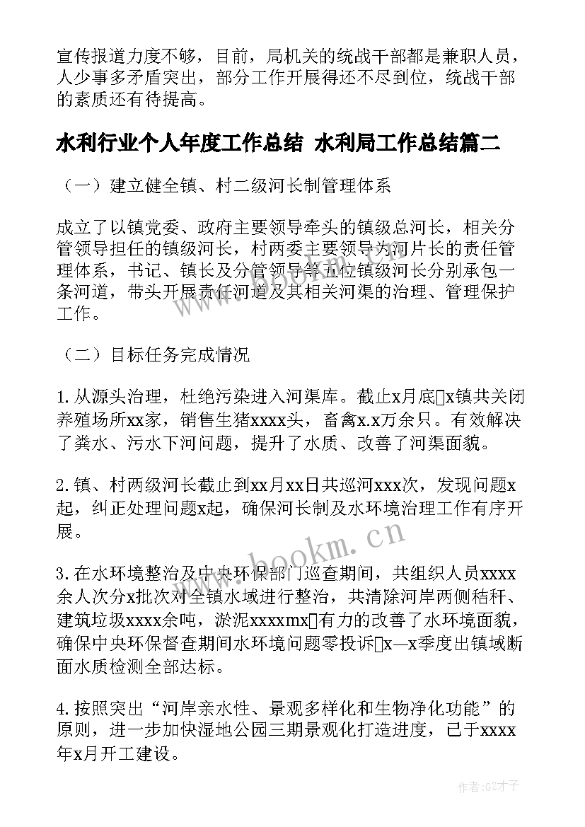 2023年水利行业个人年度工作总结 水利局工作总结(通用8篇)