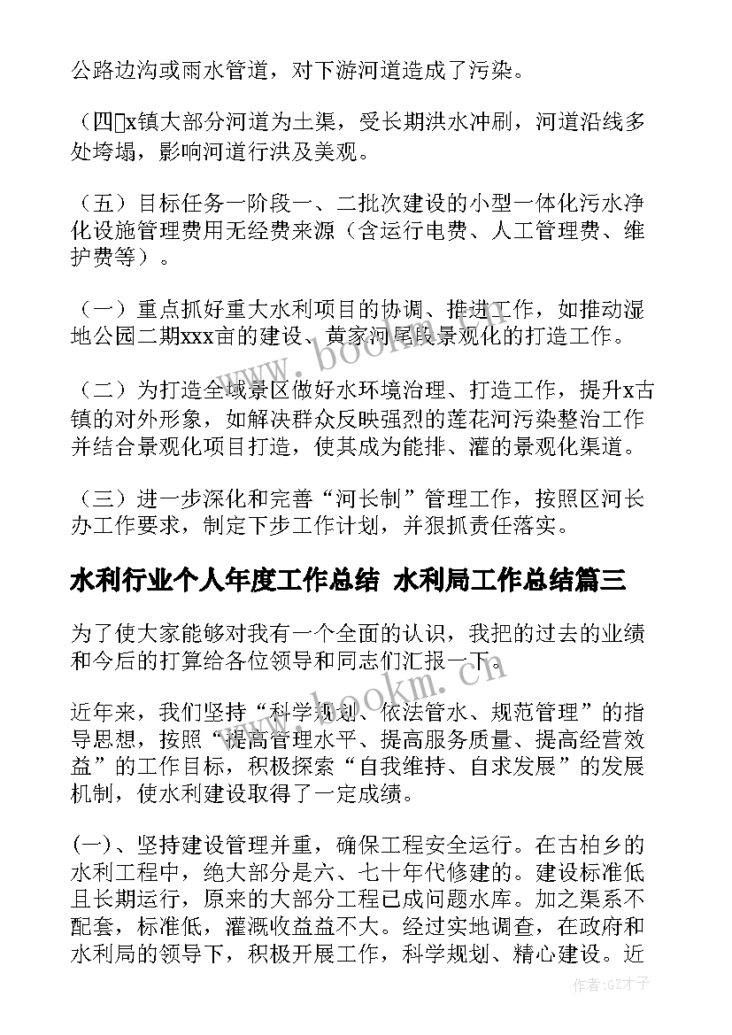 2023年水利行业个人年度工作总结 水利局工作总结(通用8篇)